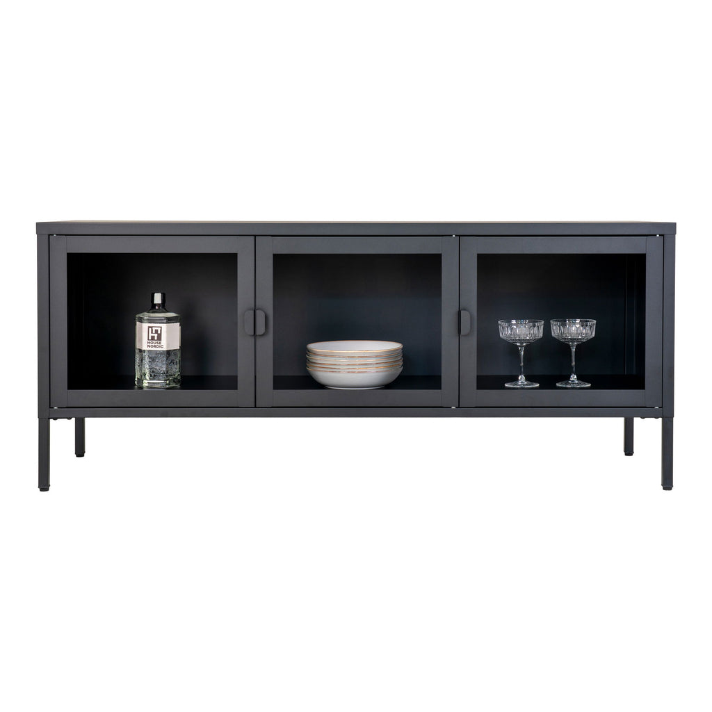 Brisbane TV-Bench - TV-Bench in black with glass doors 40x130x55 cm